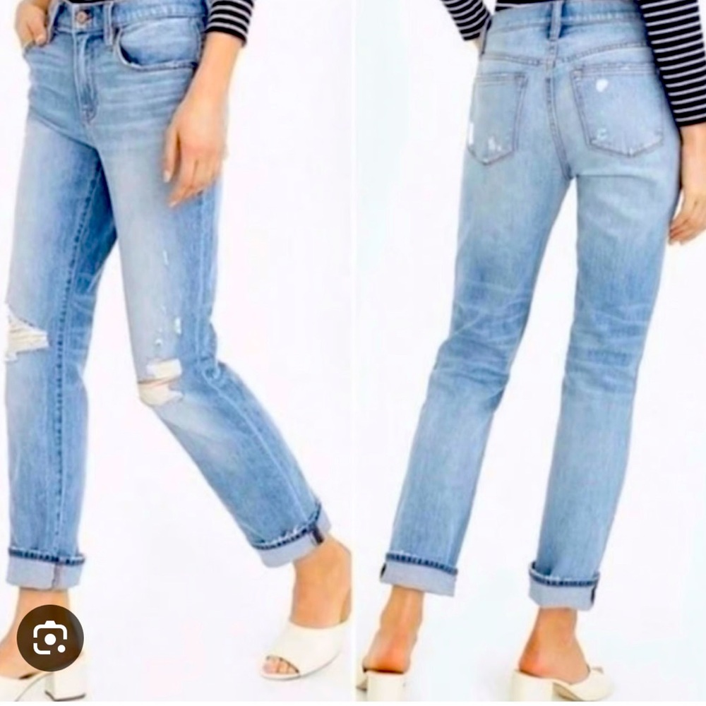 JCrew slim broke in boyfriend distressed jean